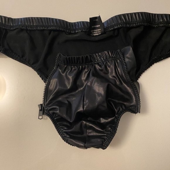 Underwear & Socks Zeus Mens Black Bikini Underwear With Two Zippers